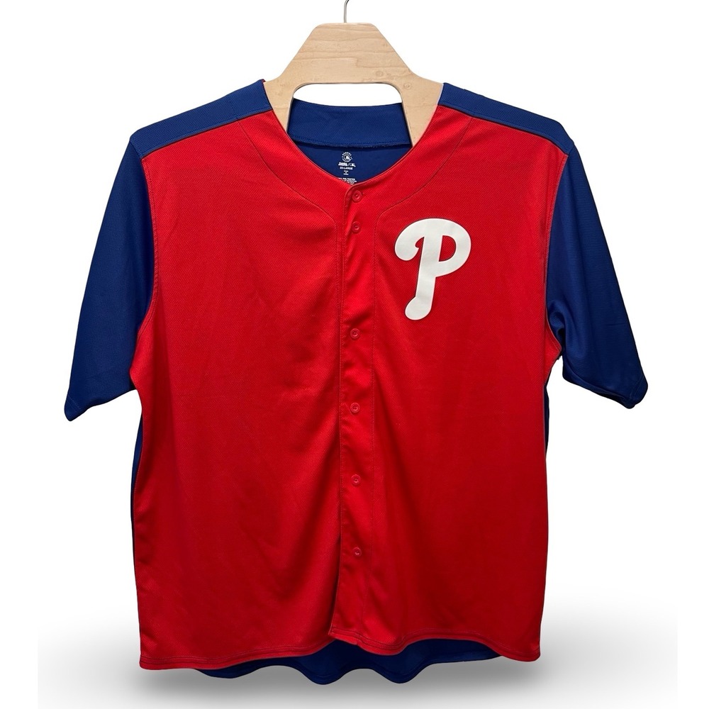 Stitches Philadelphia Phillies MLB Baseball Jersey Red Blue Mens 2XL XXL
